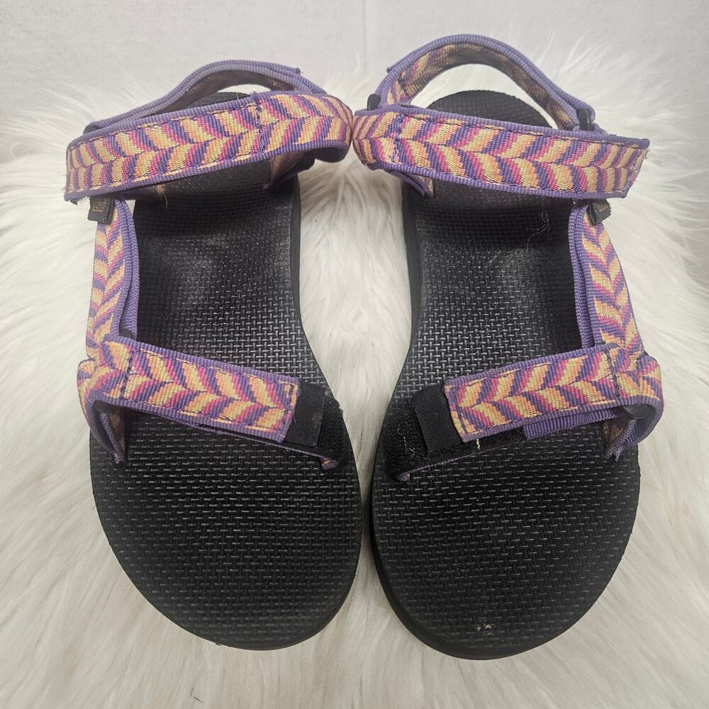Teva Womens Universal Strappy Sandals Black Purple Pink Geometric Pattern Size 7